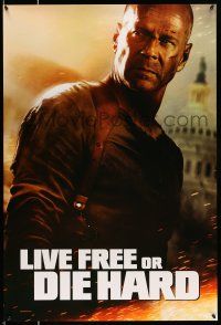 8k436 LIVE FREE OR DIE HARD teaser 1sh '07 Bruce Willis by the U.S. capitol building!