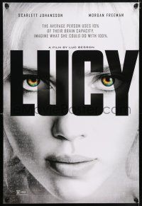 8k452 LUCY no date style teaser DS 1sh '14 cool image of Scarlett Johansson in the title role!