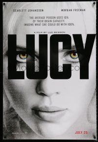 8k451 LUCY July teaser DS 1sh '14 cool image of Scarlett Johansson in the title role!