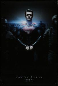8k461 MAN OF STEEL teaser DS 1sh '13 Henry Cavill in the title role as Superman handcuffed!