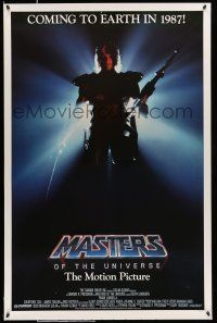 8k466 MASTERS OF THE UNIVERSE advance 1sh '87 great image of Dolph Lundgren as He-Man!
