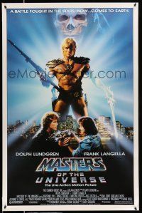 8k467 MASTERS OF THE UNIVERSE photo style 1sh '87 great image of Dolph Lundgren as He-Man!