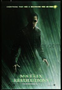 8k476 MATRIX REVOLUTIONS teaser DS 1sh '03 cool image of Keanu Reeves as Neo!