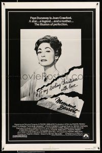 8k501 MOMMIE DEAREST 1sh '81 great portrait of Faye Dunaway as legendary actress Joan Crawford!