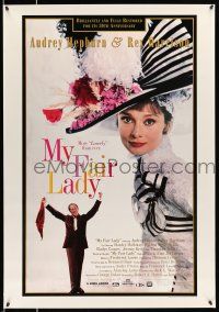 8k521 MY FAIR LADY 1sh R94 great close-up image of Audrey Hepburn, Rex Harrison!