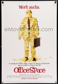 8k558 OFFICE SPACE style A advance DS 1sh '99 Mike Judge directed, Stephen Root covered in post-its!