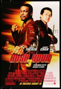 8k639 RUSH HOUR 3 advance DS 1sh '07 cool image of Chris Tucker, Jackie Chan, Eiffel Tower!
