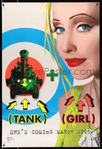 8k745 TANK GIRL teaser 1sh '95 Lori Petty, based on the comic strip, cool blacklight design!