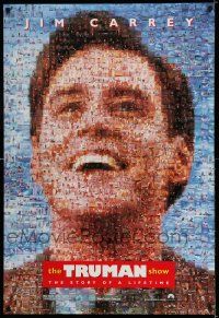 8k799 TRUMAN SHOW teaser DS 1sh '98 really cool mosaic art of Jim Carrey, Peter Weir