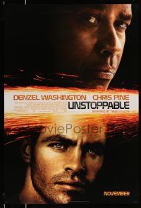 8k814 UNSTOPPABLE style A advance DS 1sh '10 huge image of Denzel Washington & Chris Pine!