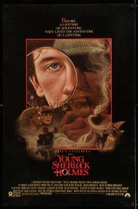 8k848 YOUNG SHERLOCK HOLMES 1sh '85 Steven Spielberg, Nicholas Rowe, really cool detective art!