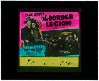 8m146 BORDER LEGION glass slide '40 Roy Rogers busts men gambling at poker, written by Zane Grey!