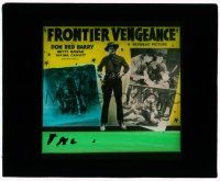 8m165 FRONTIER VENGEANCE glass slide '40 four great images of cowboy hero Don Red Barry!