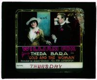 8m174 GOLD & THE WOMAN glass slide '16 Mexican Theda Bara mixed up in Indian/American family feud!