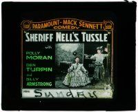 8m221 SHERIFF NELL'S TUSSLE glass slide '18 Polly Moran dressed as a man by Ben Turpin in drag!