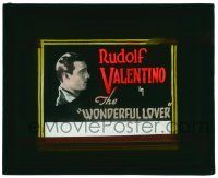 8m245 WONDERFUL LOVER glass slide R22 profile portrait of Rudolph Valentino in re-titled film!