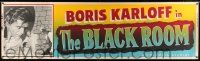 8m015 BLACK ROOM paper banner R55 Boris Karloff is the master of the house of horror!