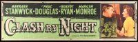 8m024 CLASH BY NIGHT paper banner '52 Fritz Lang, Barbara Stanwyck, Ryan, Marilyn Monroe shown!