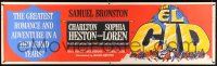 8m034 EL CID paper banner '61 Charlton Heston, Sophia Loren, war epic directed by Anthony Mann!
