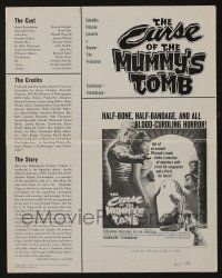 8m392 CURSE OF THE MUMMY'S TOMB pressbook '64 half-bone, half-bandage, all blood-curdling horror!