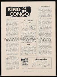 8m536 KING OF THE CONGO pressbook R59 Buster Crabbe as The Mighty Thunda, posters by Cravath!