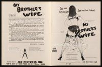 8m592 MY BROTHER'S WIFE pressbook '66 Doris Wishman, lust was her destiny, sexy art by Beauregard!