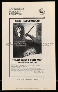 8m636 PLAY MISTY FOR ME pressbook '71 Clint Eastwood, Jessica Walter, an invitation to terror!