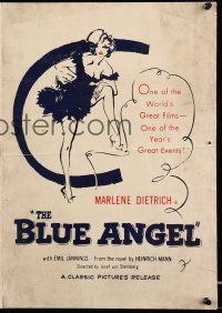 8m323 BLUE ANGEL pressbook R60s Josef von Sternberg, Emil Jannings, art of Marlene Dietrich!