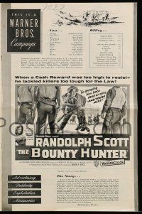 8m331 BOUNTY HUNTER pressbook '54 when the law put up the money Randolph Scott put on his guns!