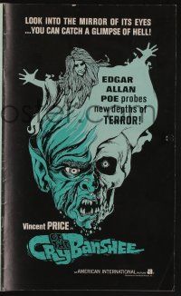 8m386 CRY OF THE BANSHEE pressbook '70 Edgar Allan Poe probes new depths of terror!