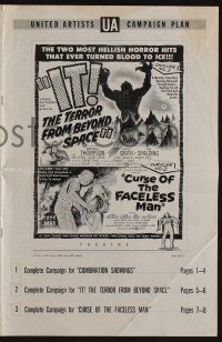 8m388 CURSE OF FACELESS MAN/IT TERROR FROM BEYOND SPACE pressbook '58 most hellish horror hits!