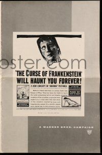 8m389 CURSE OF FRANKENSTEIN pressbook '57 Hammer horror, cool art of monster Christopher Lee!