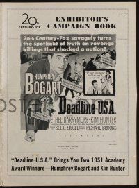 8m399 DEADLINE-U.S.A. pressbook '52 newspaper editor Humphrey Bogart, best journalism movie ever!