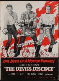 8m405 DEVIL'S DISCIPLE pressbook '59 Burt Lancaster, Kirk Douglas & Laurence Olivier all with guns!