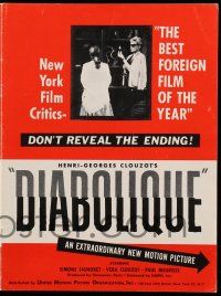 8m407 DIABOLIQUE pressbook '55 Simone Signoret & Vera Clouzot, Henri-Georges Clouzot