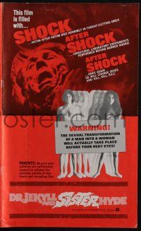8m415 DR. JEKYLL & SISTER HYDE pressbook '72 transformation of man to woman actually takes place!