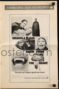 8m417 DRACULA HAS RISEN FROM THE GRAVE pressbook '69 Hammer, Christopher Lee as the vampire!