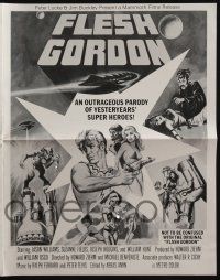 8m441 FLESH GORDON pressbook '74 sexy sci-fi spoof, different wacky erotic super hero art!