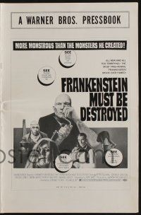 8m447 FRANKENSTEIN MUST BE DESTROYED pressbook '70 Cushing is more monstrous than his monster!