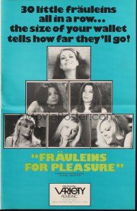 8m448 FRAULEINS FOR PLEASURE pressbook 1970s the size of your wallet tells how far they go!