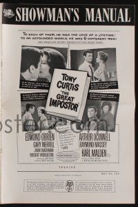 8m479 GREAT IMPOSTOR pressbook '61 Tony Curtis as Waldo DeMara, who faked being a doctor & warden!