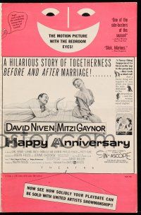 8m489 HAPPY ANNIVERSARY pressbook '59 great romantic images of David Niven & Mitzi Gaynor in bed!