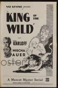8m537 KING OF THE WILD pressbook R45 top billed Boris Karloff & cool jungle animal art, serial!