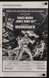 8m583 MOONRAKER pressbook '79 art of Roger Moore as James Bond & sexy space babes by Goozee!