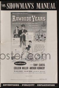 8m648 RAWHIDE YEARS pressbook '55 poker playing Tony Curtis, sexy Colleen Miller & Arthur Kennedy!