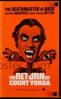 8m651 RETURN OF COUNT YORGA pressbook '71 Robert Quarry, AIP vampires, wild monster art!