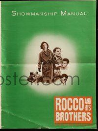 8m659 ROCCO & HIS BROTHERS pressbook '61 Luchino Visconti's Rocco e I Suoi Fratelli, Alain Delon
