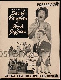8m668 SARAH VAUGHAN & HERB JEFFERIES pressbook '50 The Treniers, Kid Ory & His Creole Jazz Band!