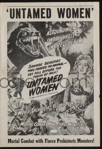 8m760 UNTAMED WOMEN pressbook R57 great art of dinosaur attacking sexy savage cave babe!