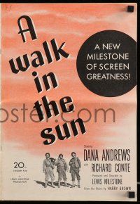 8m769 WALK IN THE SUN pressbook '45 close up of World War II soldiers Dana Andrews & Richard Conte!